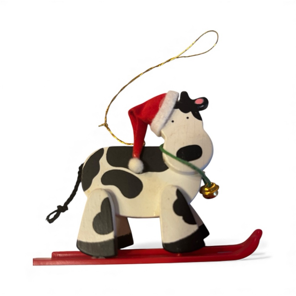 New dead stock Avon holly jolly cow Christmas ornament